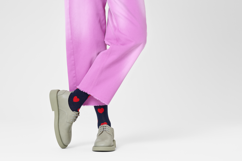 Navy Heart Crew Socks