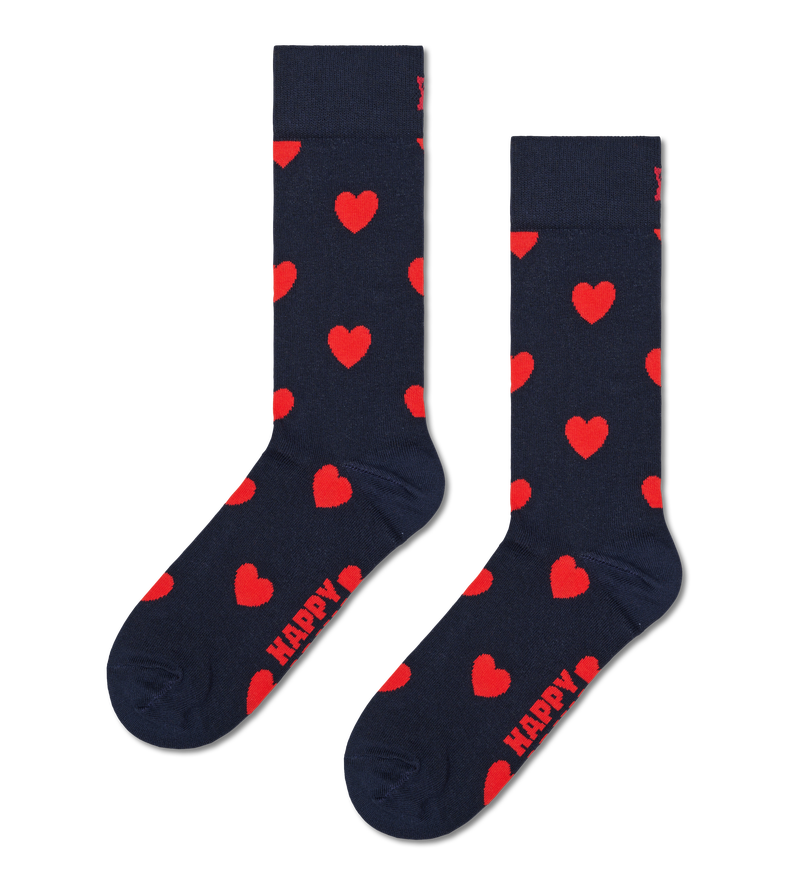 Navy Heart Crew Socks