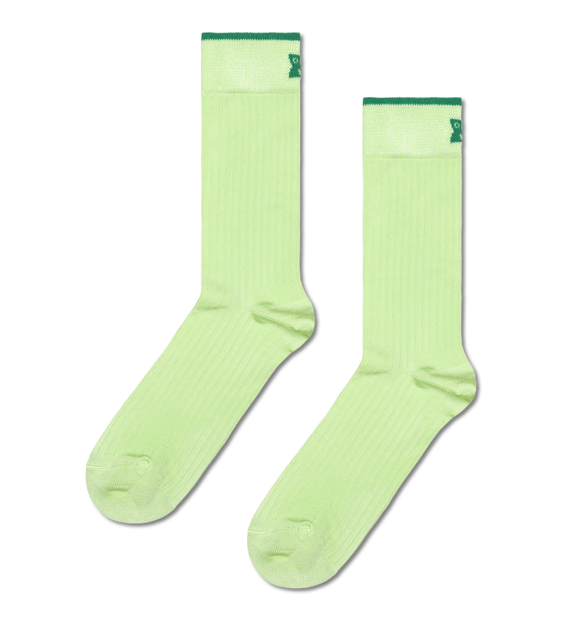 Light Green Shiny Ribbed Socks | Colorful Crew Socks