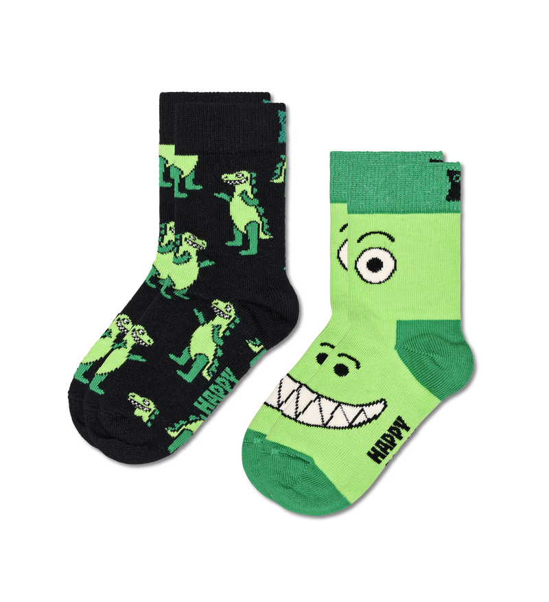 Fun Dino Socks for Kids | 2-Pack Crew Socks