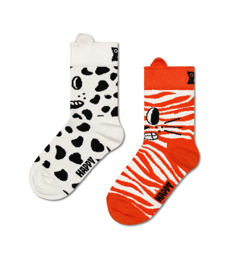 Kids Animal Socks | Cat & Dog Crew Socks 2-Pack