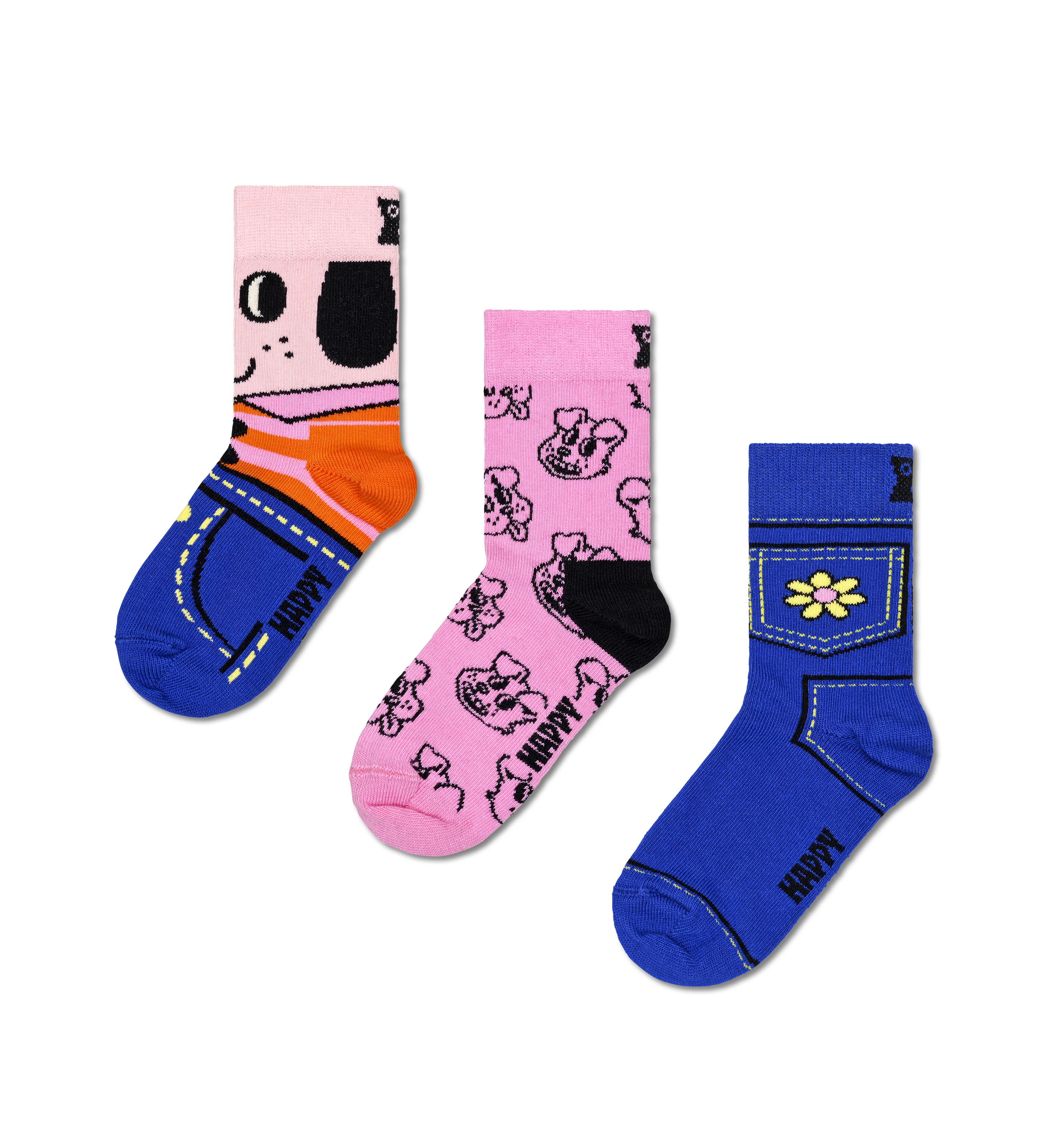 Light Pink 3-Pack Dog Crew Socks