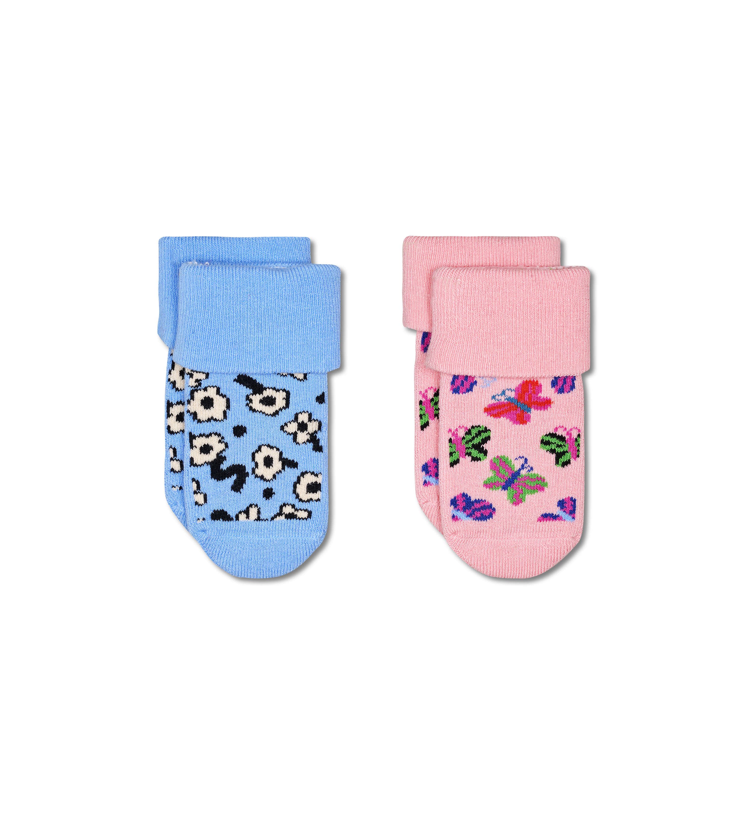 Light Pink 2-Pack Butterfly Fold-Over Socks