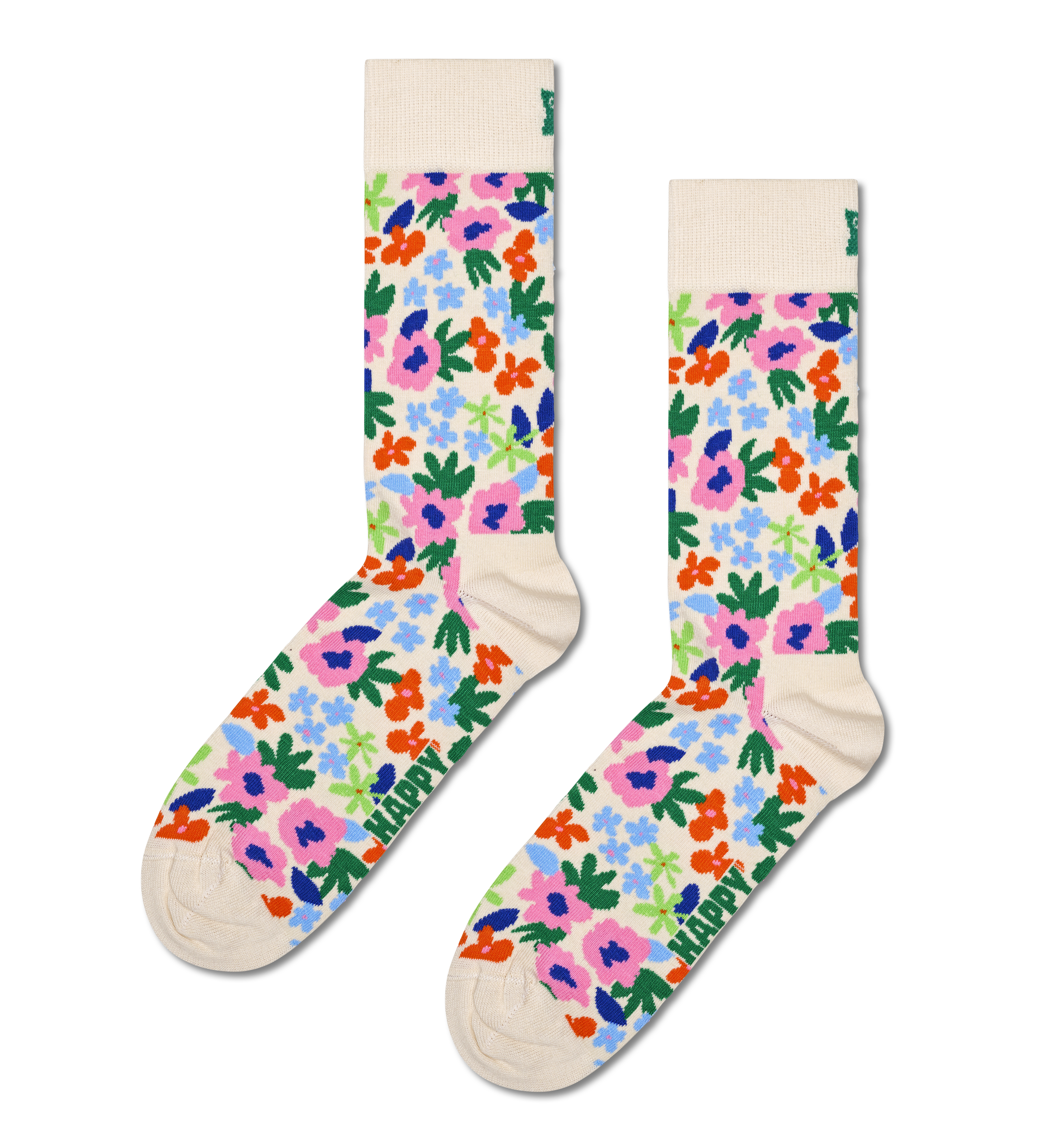 Bring the Blooms White Multi Flower Socks
