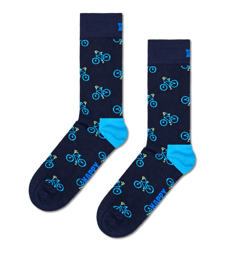 Navy Bike Crew Sock | Fun & Colorful Novelty Socks