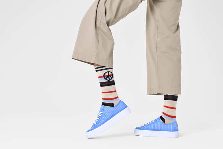 Peace Stripe Sneaker Sock 2