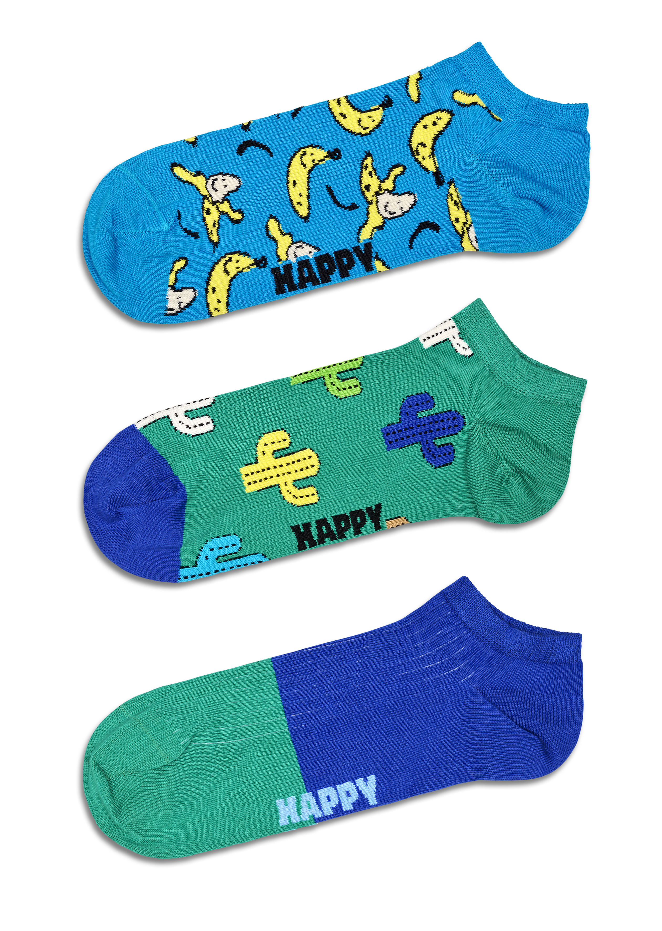Turquoise 3-Pack Banana Low Socks