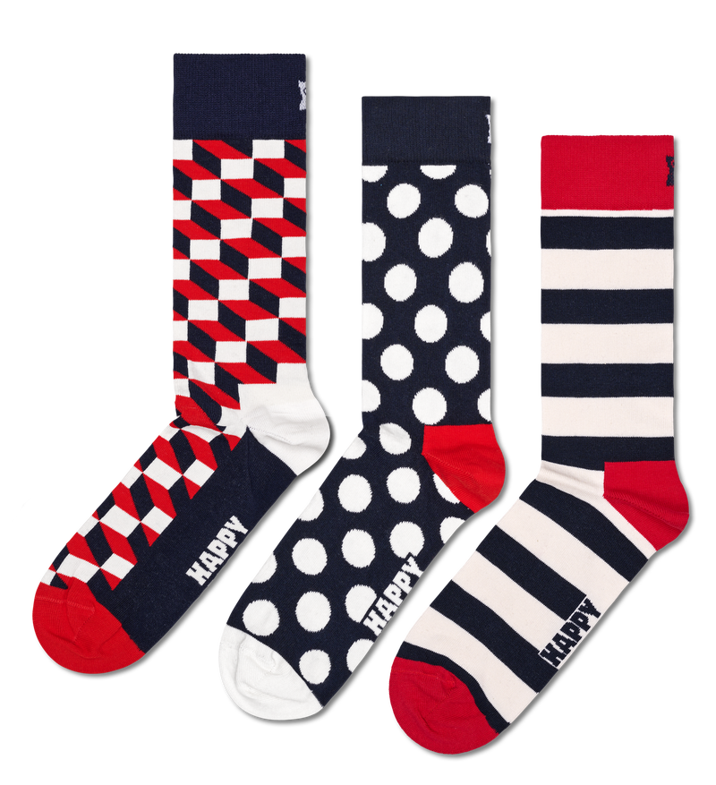 Navy 3-Pack Fun & Colorful Crew Socks