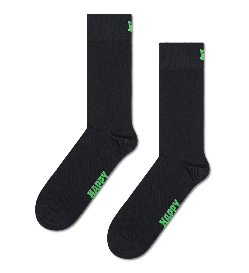Black Solid Crew Socks | Classic Plain Socks