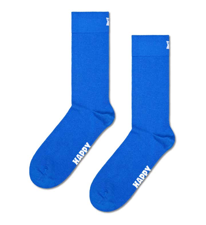 Blue Solid Crew Sock | Happy Socks GL