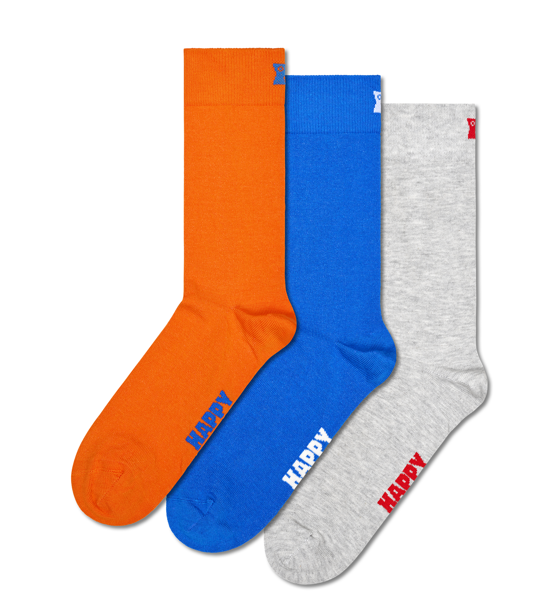 Grey 3-Pack Solid Crew Socks