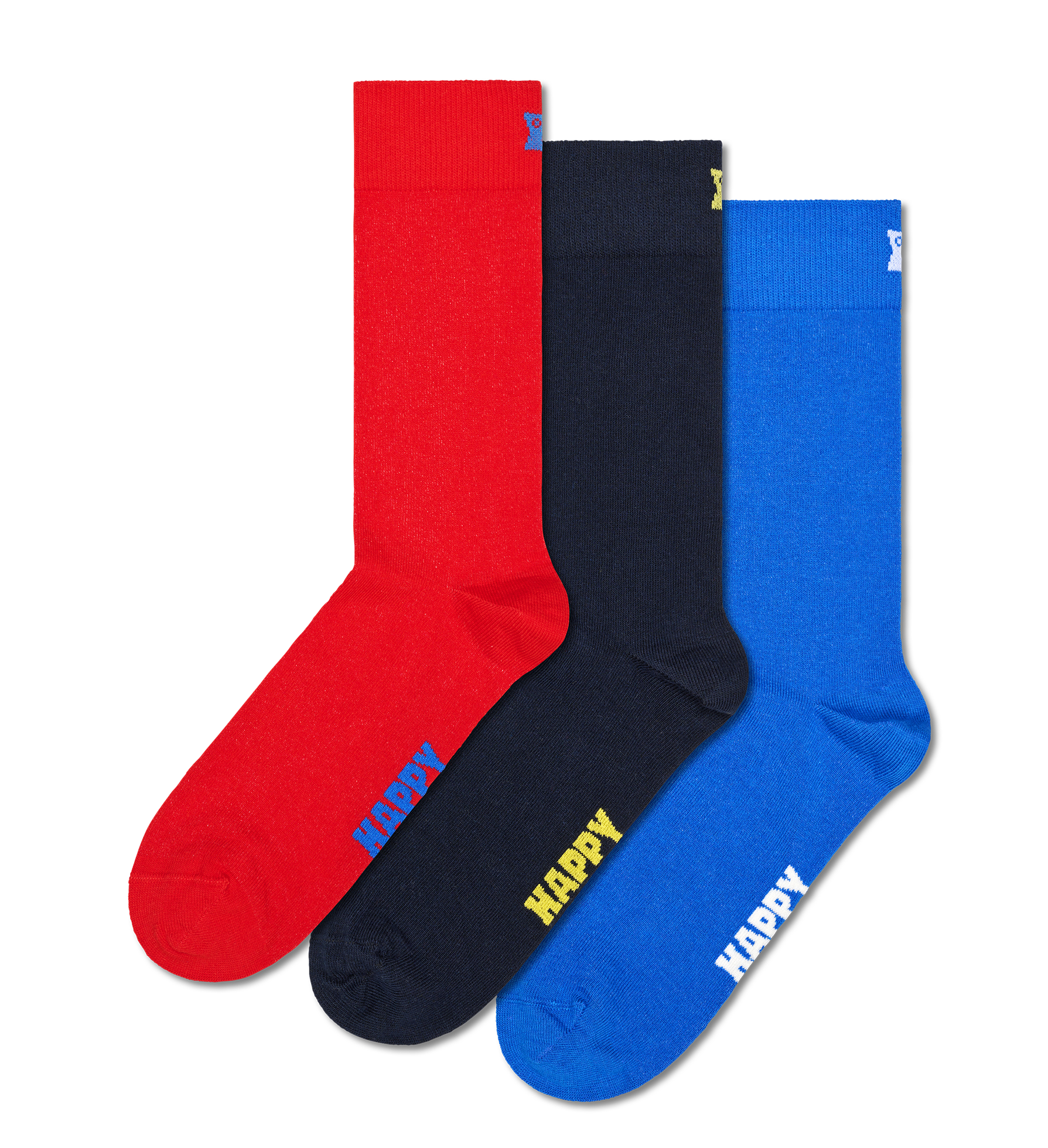 Blue 3-Pack Solid Crew Socks