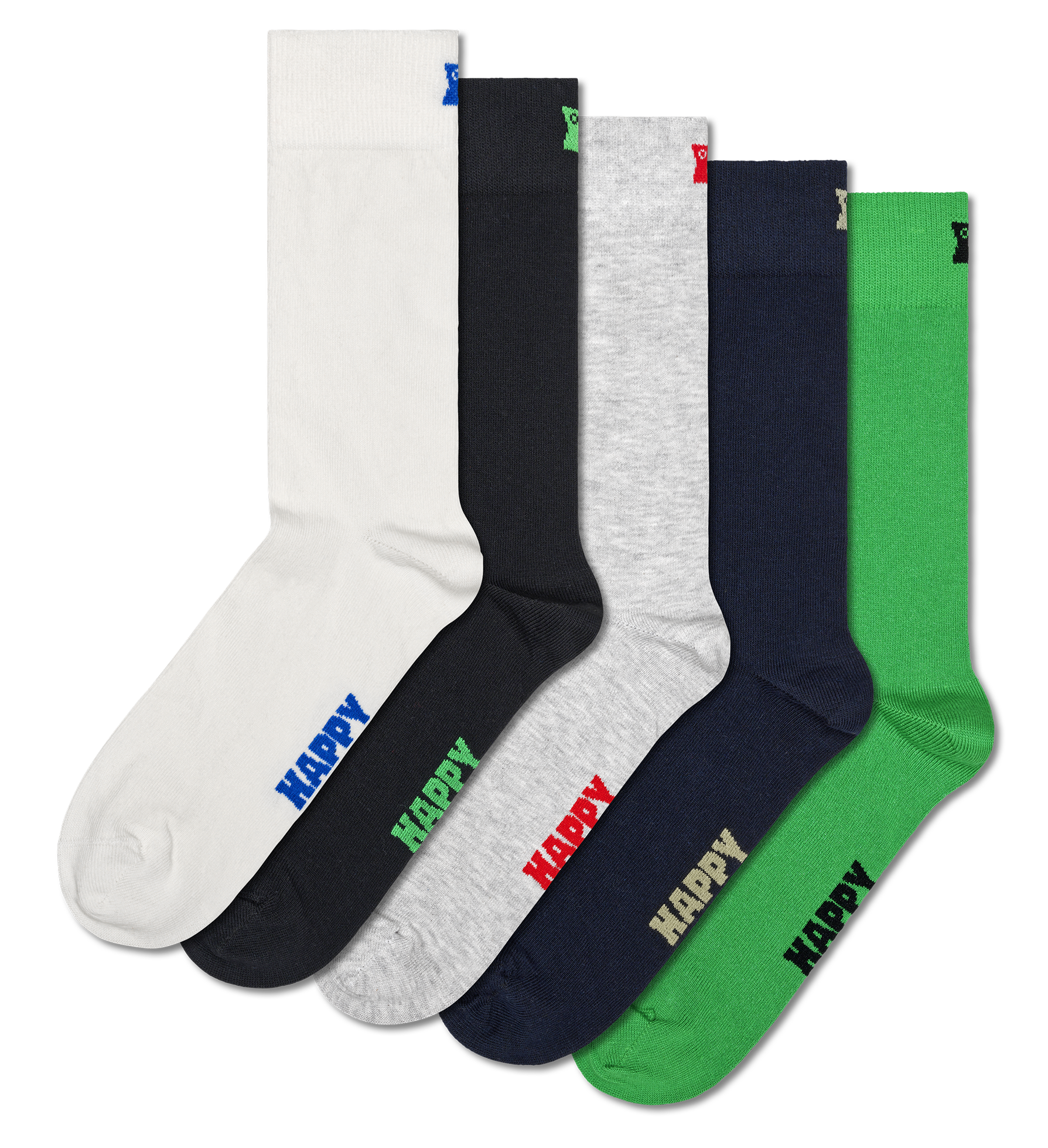 White 5-Pack Solid Crew Socks