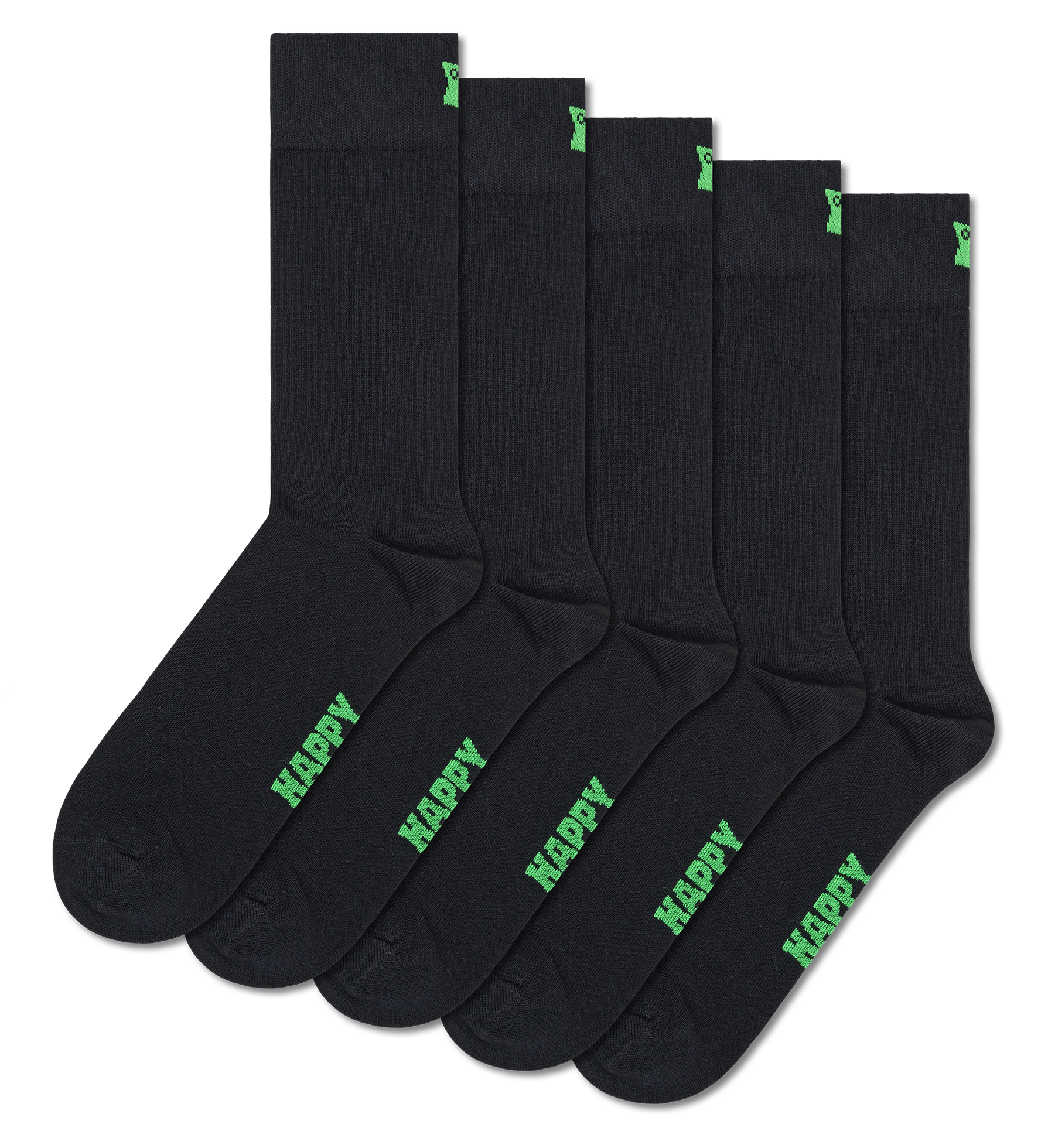 Black 5-Pack Solid Crew Socks