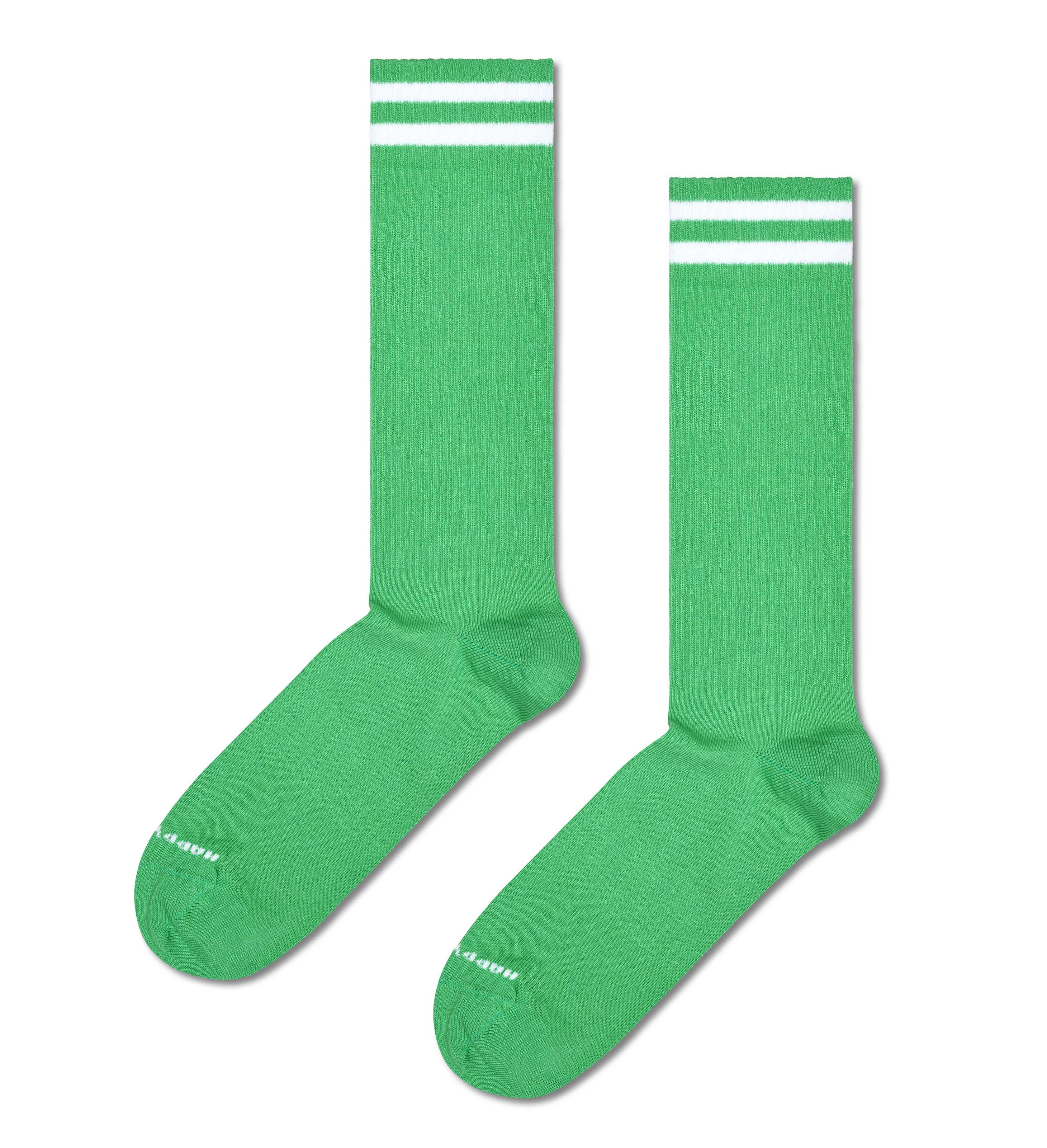 Green Solid Crew Socks