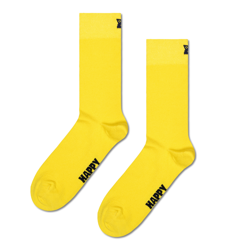 Yellow Solid Crew Socks | Colorful Plain Socks