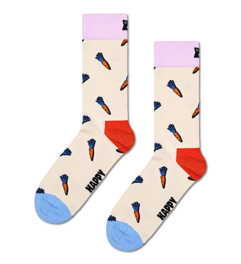Beige Carrots Crew Socks | Fun & Colorful Food Socks