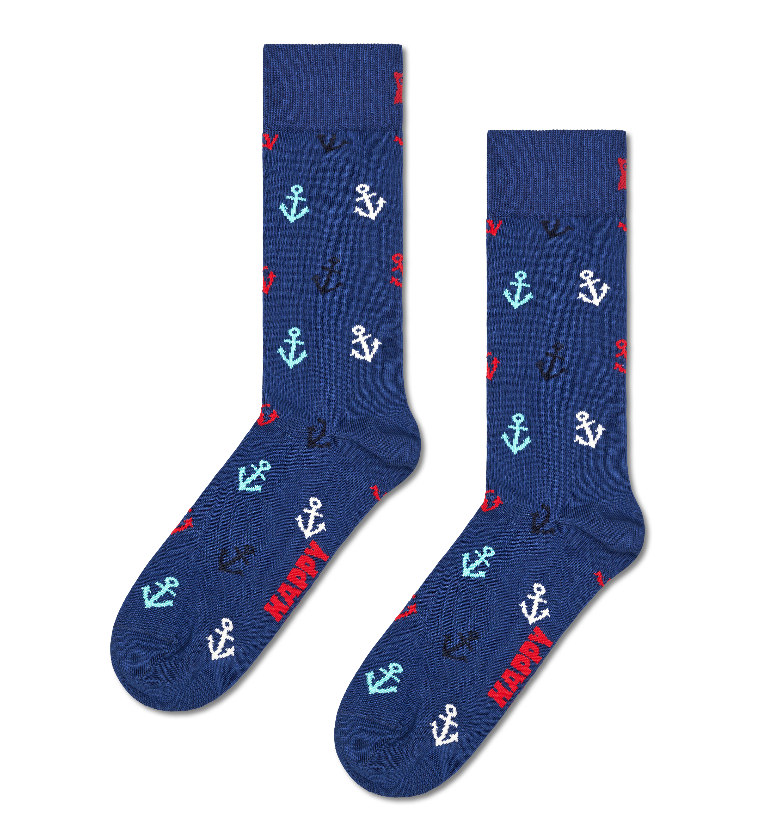 Navy Anchor Crew Socks