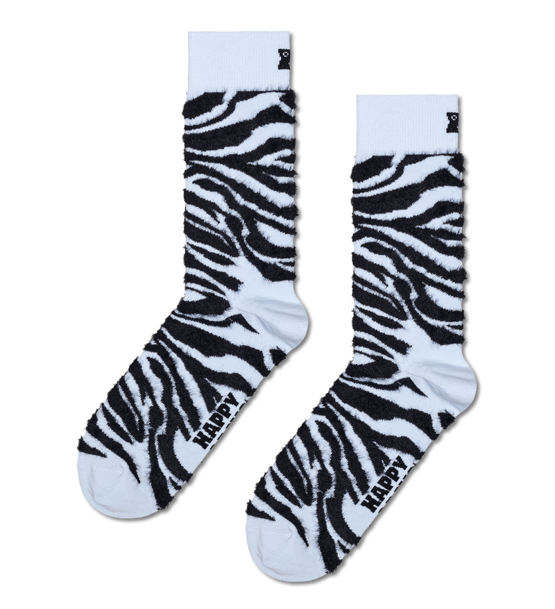 Light Blue Fluffy Zebra Sock | Fun & Colorful Animal Socks