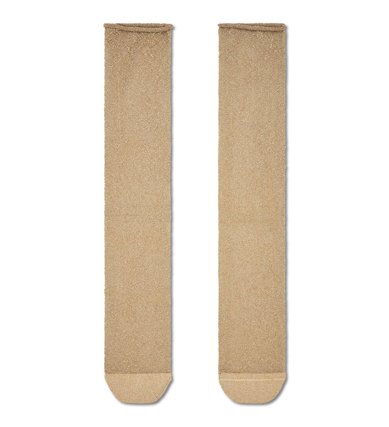 Beige Crinkly Glitter Slouch Sock