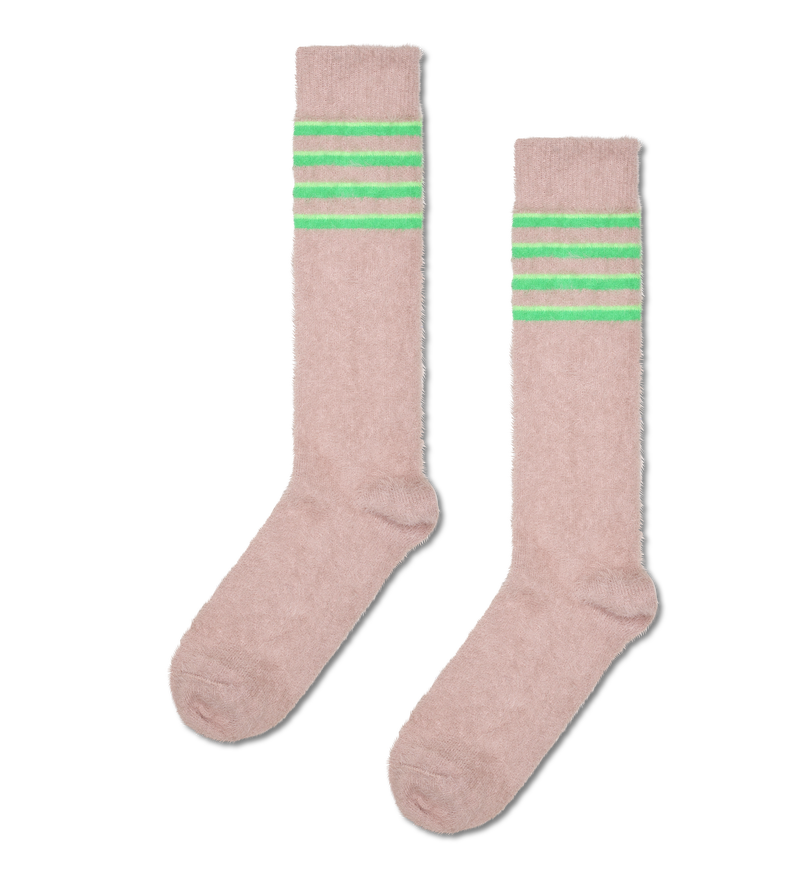 Beige Fluffy Slouch Knee High Socks | Soft & Cozy Long Socks