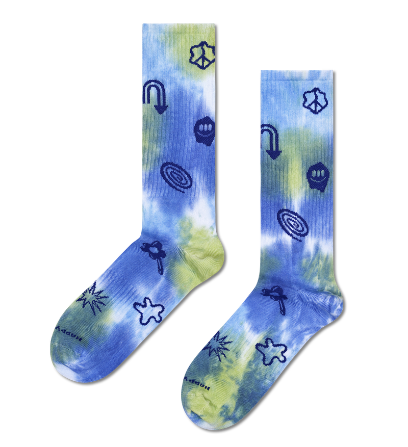 Blue Hyper Tie-Dye Sneaker Sock | Colorful Tie Dye Socks