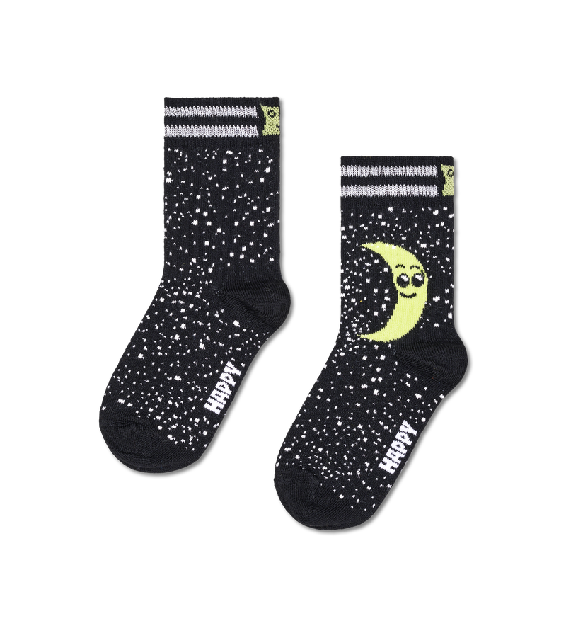 Kids Black Moon Socks | Children's Crew Socks