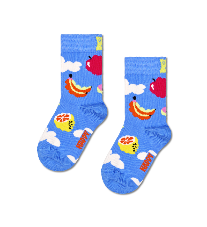 Kids Fruit Socks | Blue Cloudy Crew Socks