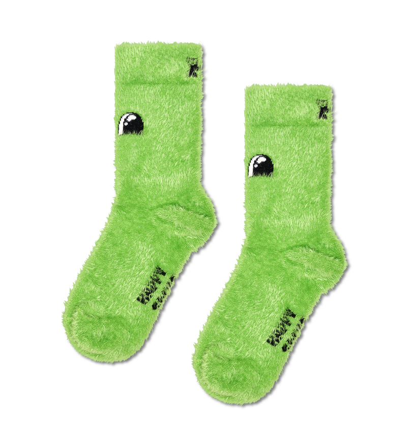 Kids Fluffy Crew Socks | Fuzzy Grinch Socks