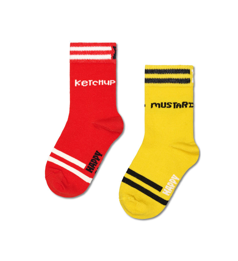 Kids Funny Socks 2-Pack | Novelty Ketchup Crew Socks
