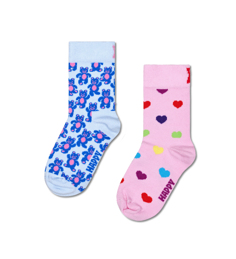 Kids Crazy Socks | Teddy Bear Crew Socks 2-Pack