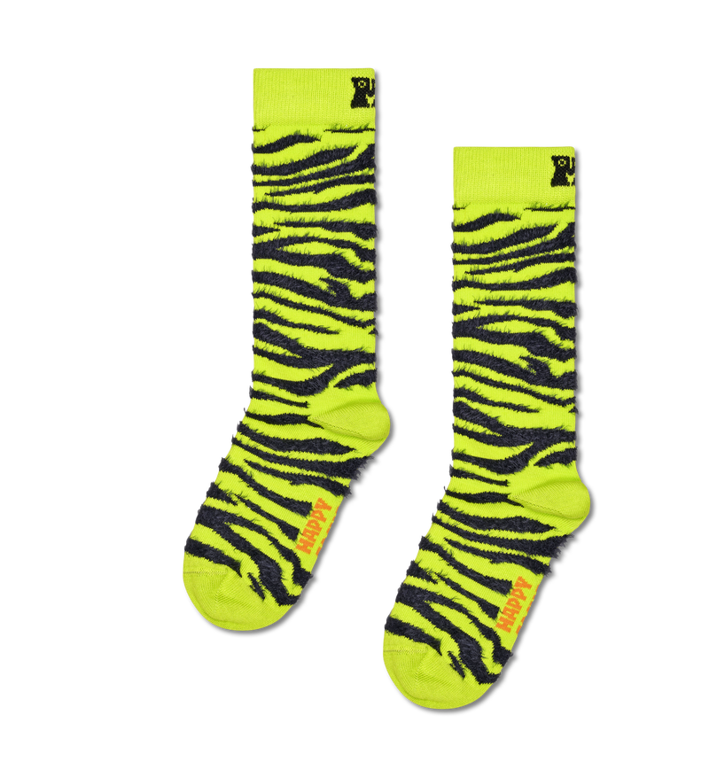 Kids Fluffy Zebra Socks | Fun Animal Knee High Socks