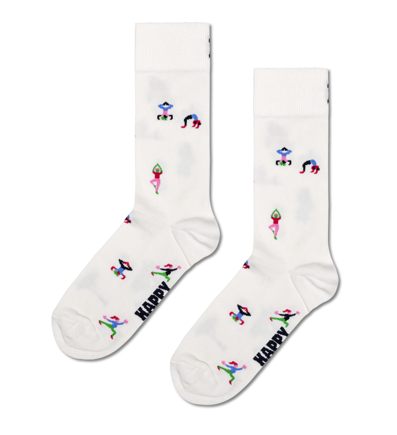 White Yogi Crew Sock | Fun Pilate Socks