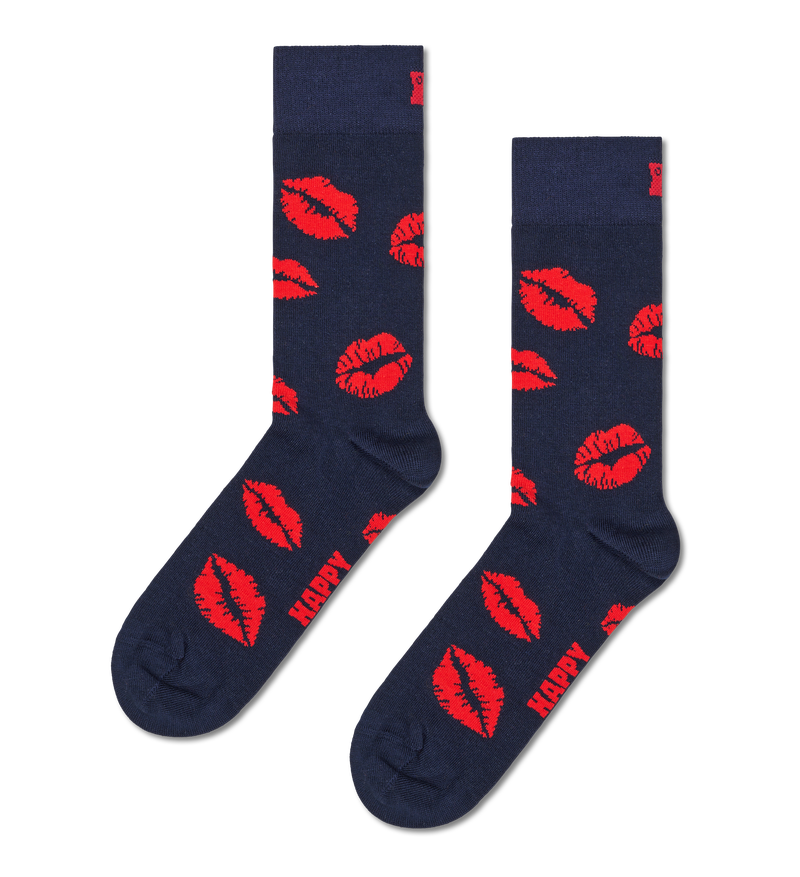 Navy Kisses Crew Sock | Fun & Colorful Valentines Socks