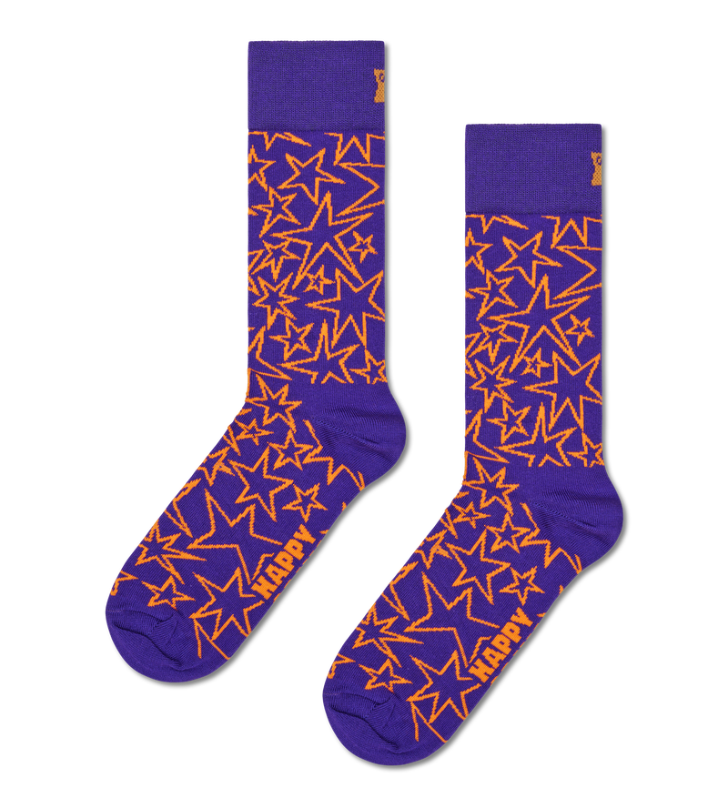 Purple Mega Star Crew Sock | Fun & Colorful Star Socks