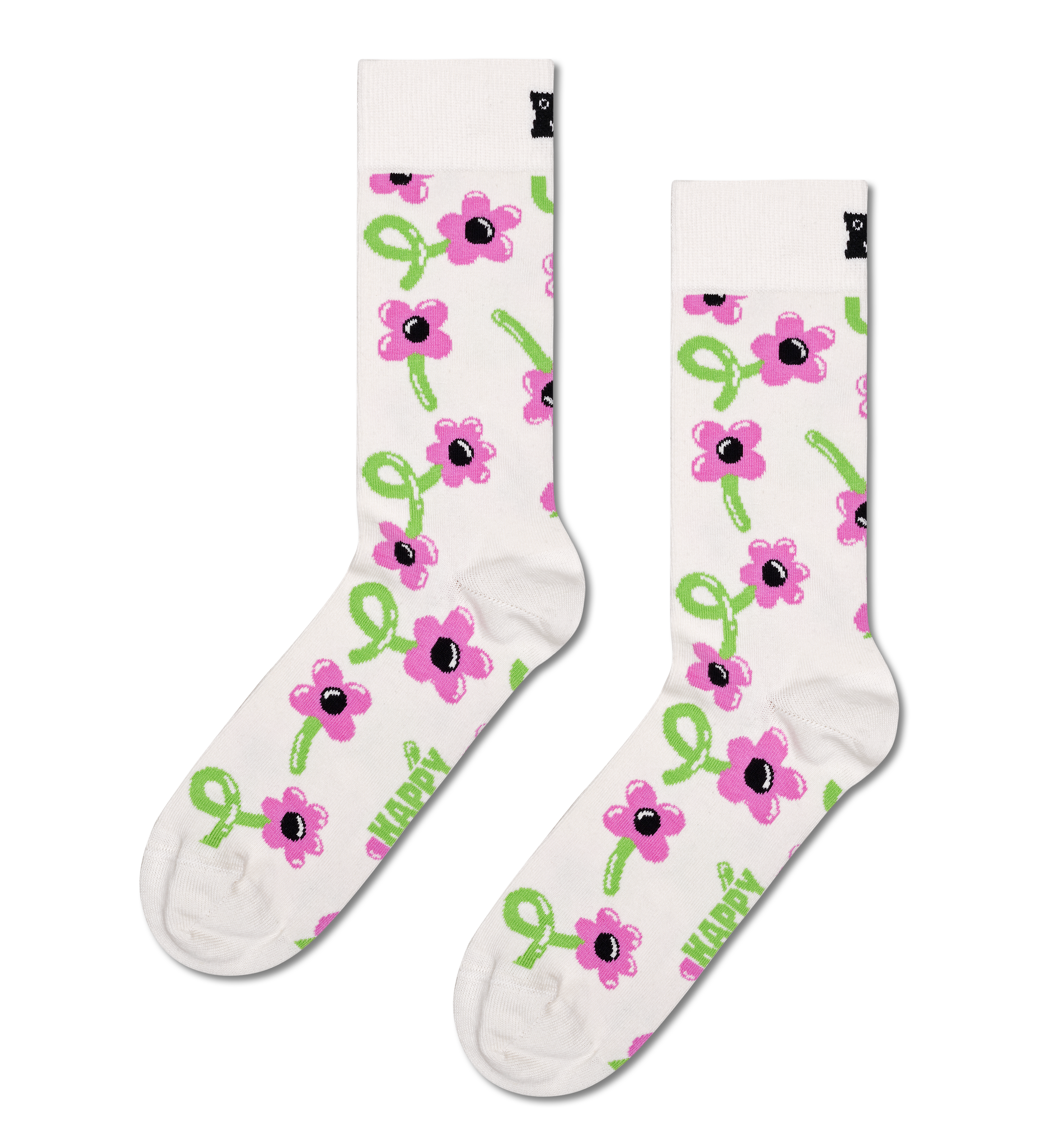 Happy Socks Balloon Flower Crew Socks White