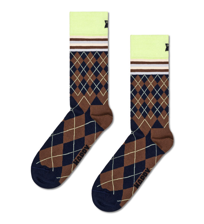 Navy Argyle Socks | Fun & Colorful Crew Socks