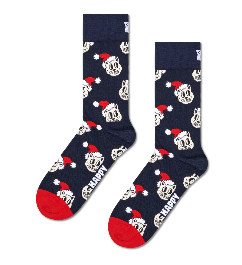 Navy Cat Christmas Socks | Fun Cat Themed Gift Ideas