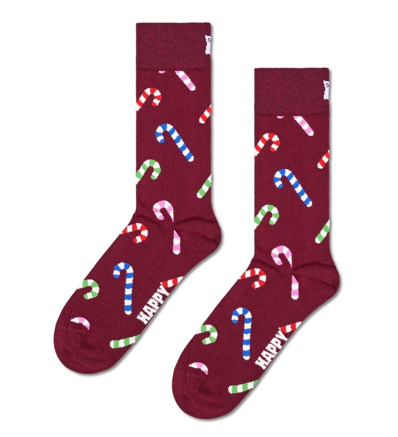 Dark Red Candy Cane Sock | Novelty Christmas Socks