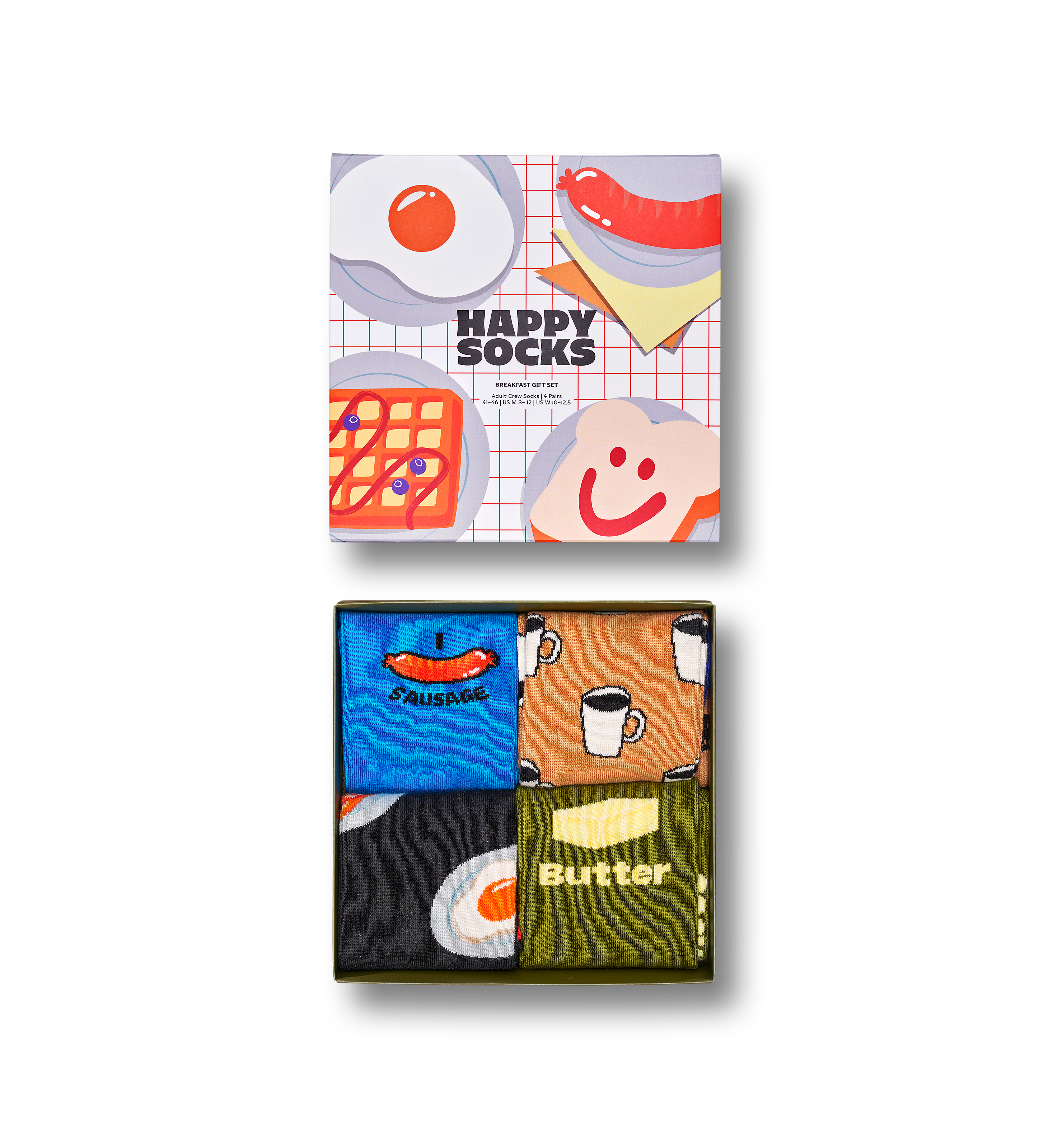 Blue 4-Pack Breakfast Socks Gift Set