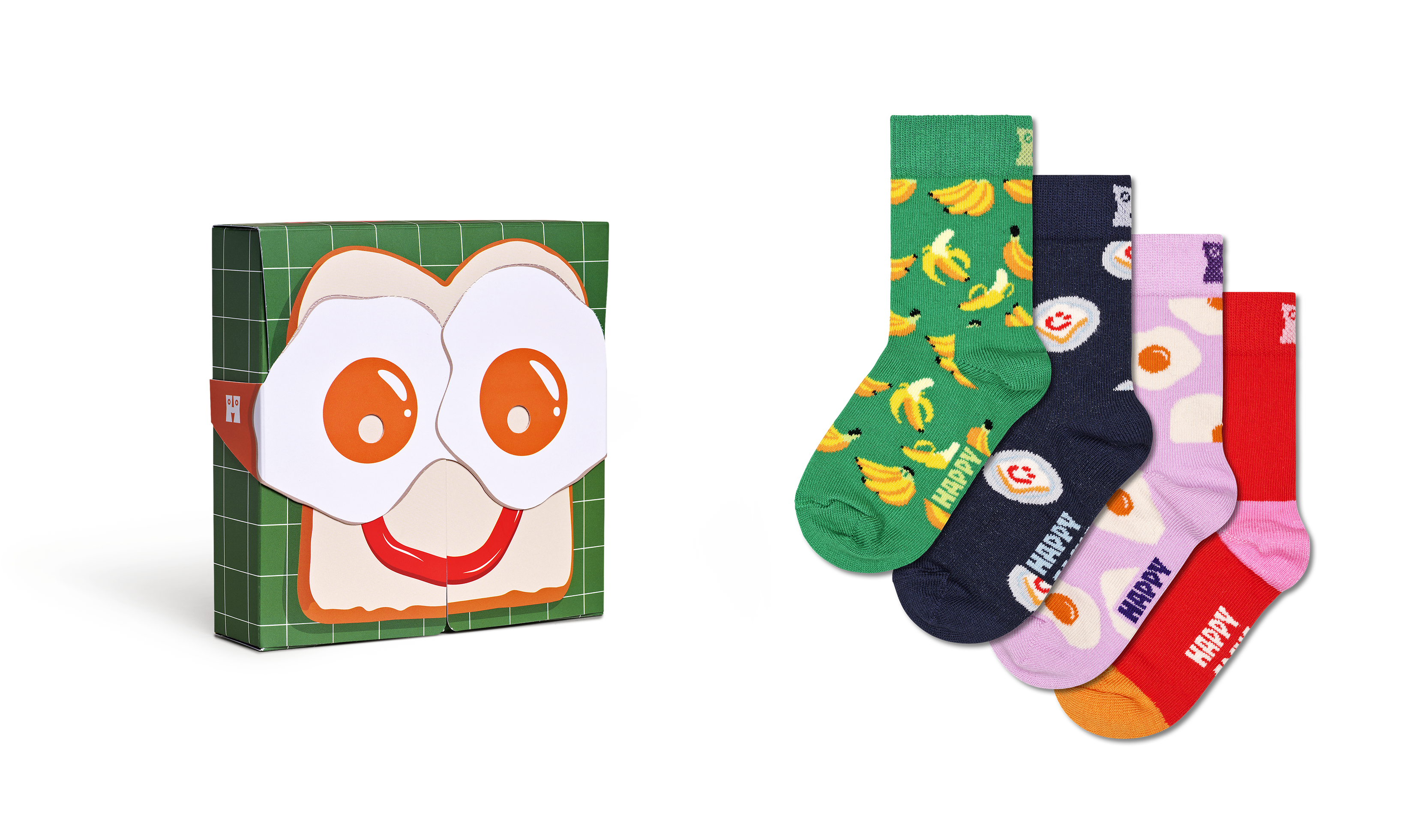 Kids Green 4-Pack Mask Crew Socks Gift Set