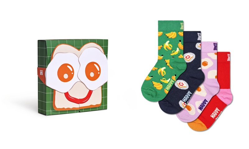 Kids Green 4-Pack Mask Crew Socks Gift Set