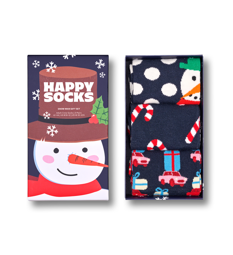 Navy Snowman Christmas Socks Gift Set