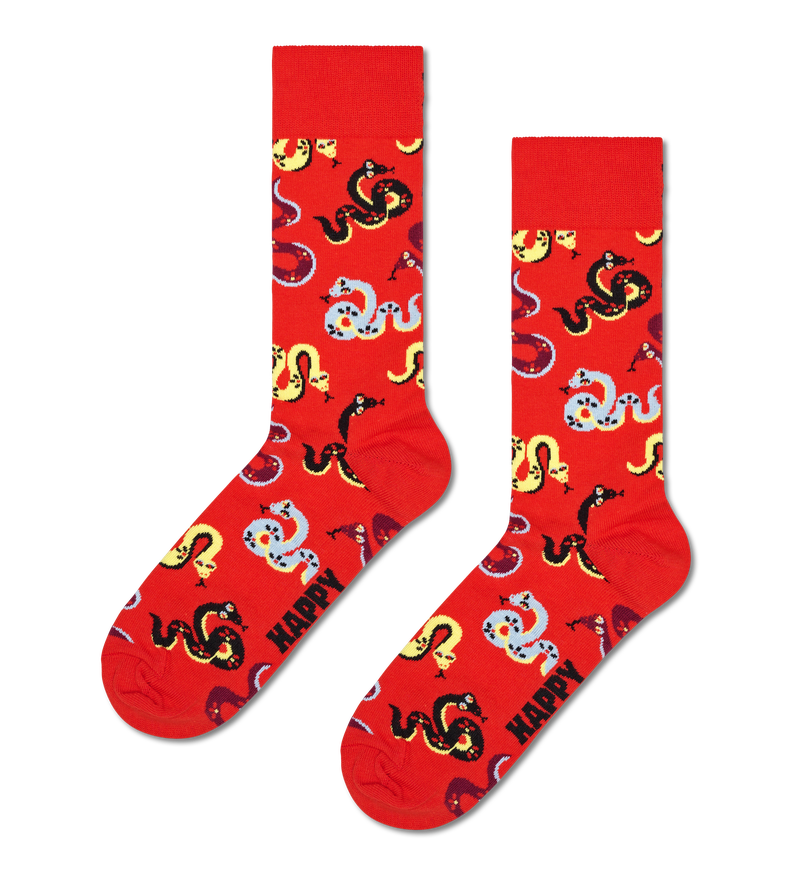 Red Lunar New Year Sock | Snake Print Crew Socks