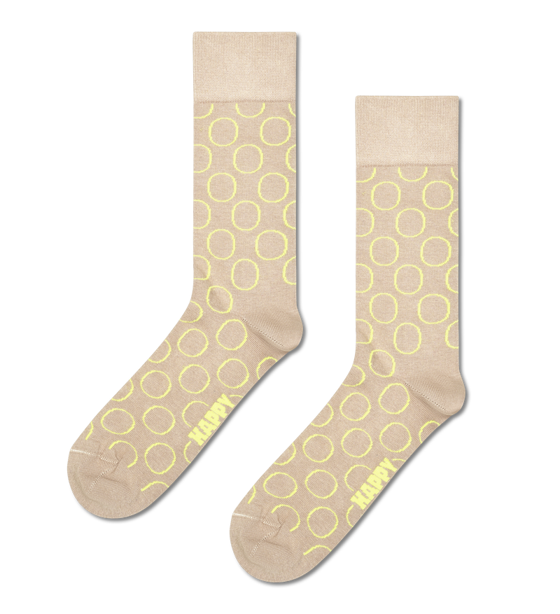 Beige Big Dot Plant Dye Crew Sock