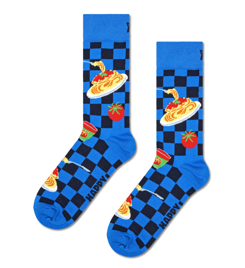 Funny Pasta Socks | Blue Dinner Crew Novelty Stockings