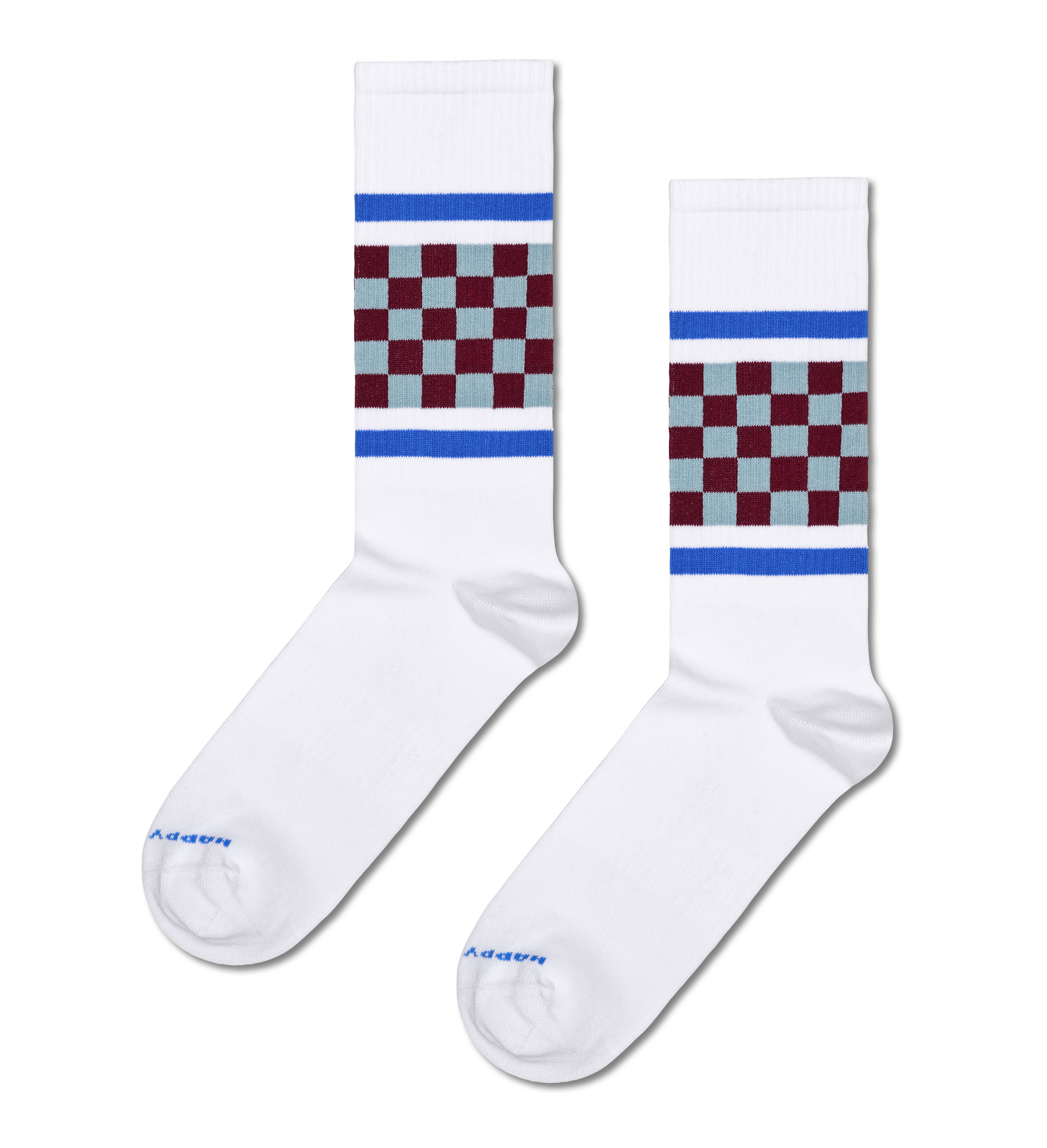 White Checked Stripe Sneaker Socks | Striped Sports Socks