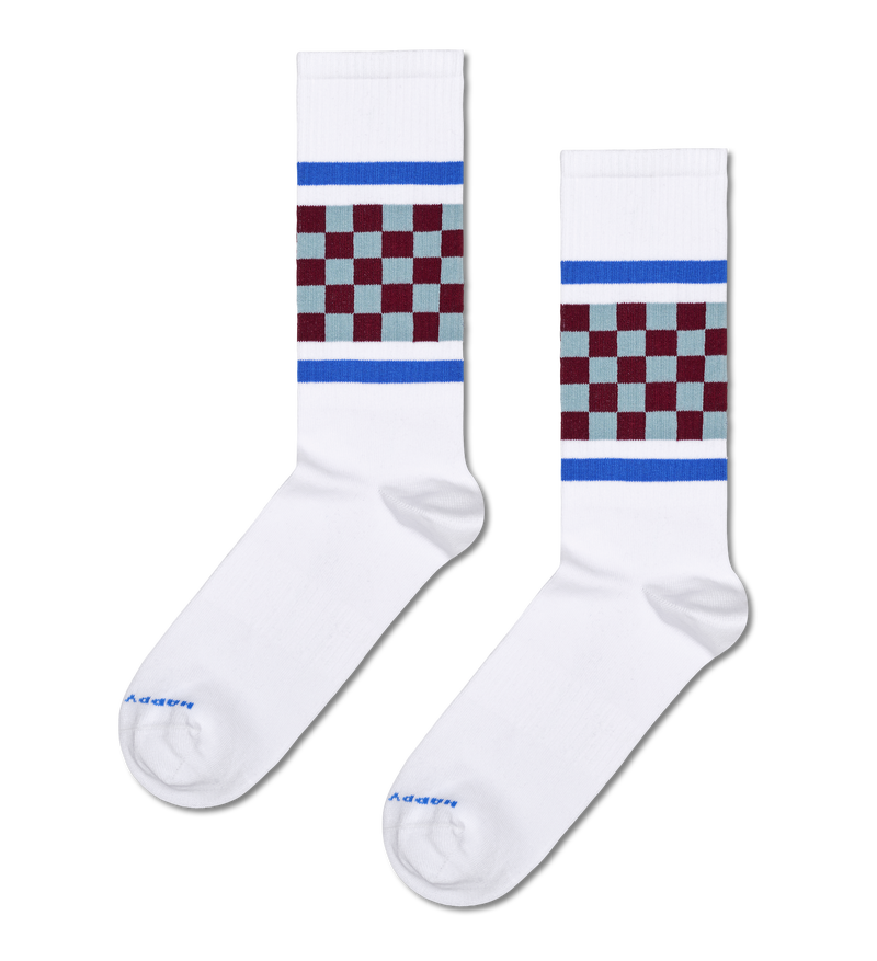 White Checked Stripe Sneaker Socks | Striped Sports Socks