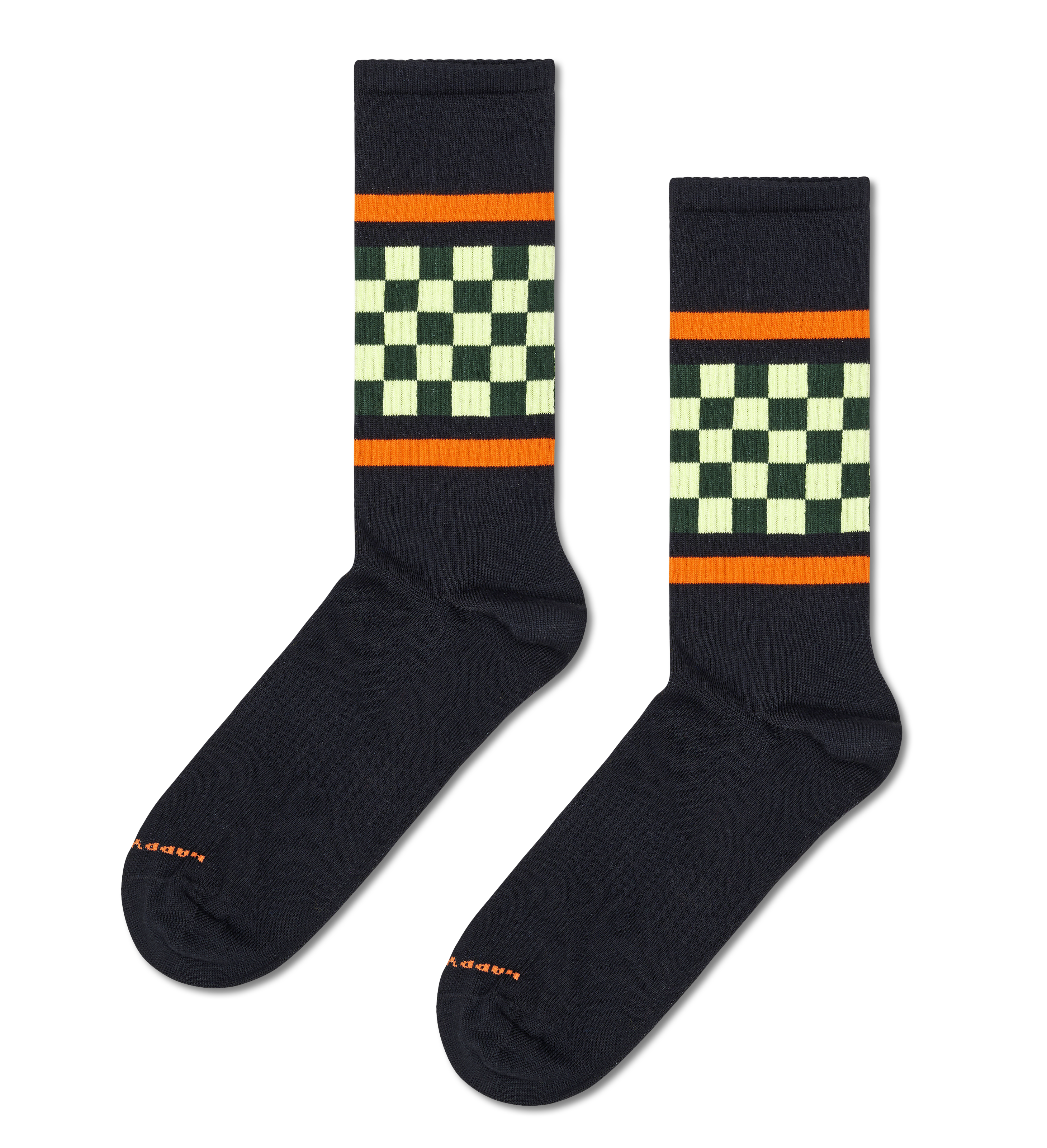 Black Stripe Sneaker Socks | Checked Crew Socks