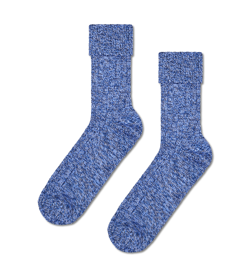 Blue Folded Cuff Crew Sock | Fun & Colorful Novelty Socks